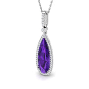 Teardrop Multi Gemstone Pendant 2.5ct to 4ct Gold Without Chain in 10K/14K gold and platinum with certified lab-grown or natural diamonds