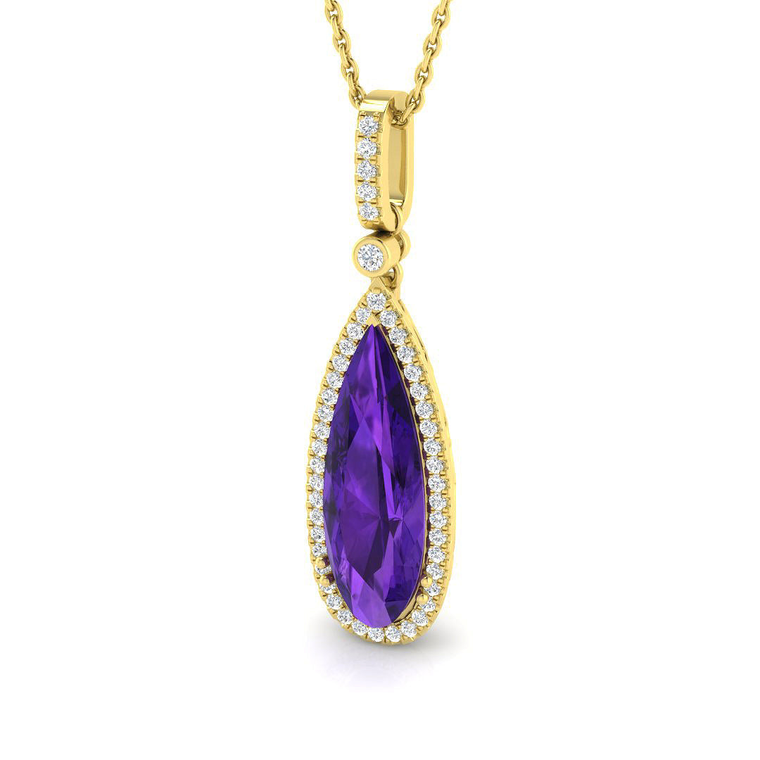 Teardrop Multi Gemstone Pendant 2.5ct to 4ct Gold Without Chain in 10K/14K gold and platinum with certified lab-grown or natural diamonds