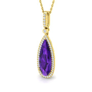 Teardrop Multi Gemstone Pendant 2.5ct to 4ct Gold Without Chain in 10K/14K gold and platinum with certified lab-grown or natural diamonds