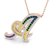 Initial Diamond Pendant Necklace in Gold & Paltinum without Chain in 10K/14K gold and platinum with certified lab-grown or natural diamonds