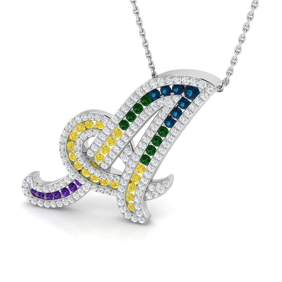 Initial Diamond Pendant Necklace in Gold & Paltinum without Chain in 10K/14K gold and platinum with certified lab-grown or natural diamonds