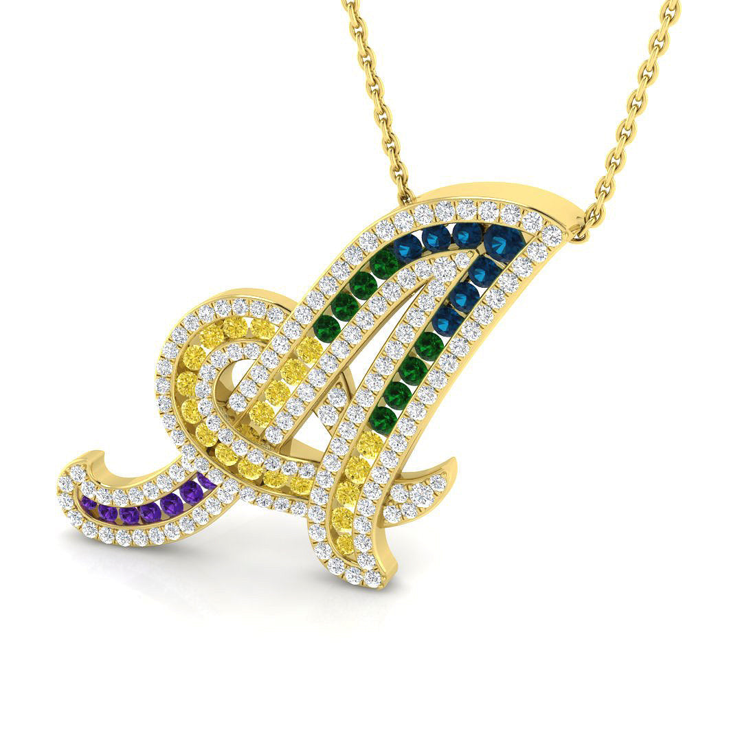 Initial Diamond Pendant Necklace in Gold & Paltinum without Chain in 10K/14K gold and platinum with certified lab-grown or natural diamonds