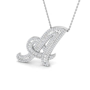 Initial Diamond Pendant Necklace in Gold & Paltinum without Chain in 10K/14K gold and platinum with certified lab-grown or natural diamonds