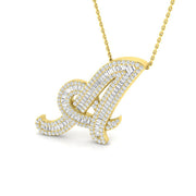 Initial Diamond Pendant Necklace in Gold & Paltinum without Chain in 10K/14K gold and platinum with certified lab-grown or natural diamonds