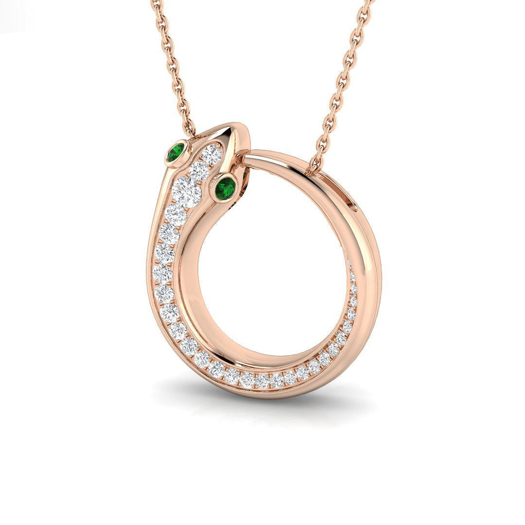 Snake Pendant Necklace UK 0.25ct Gold (Without Chain ) in 10K/14K gold and platinum with certified lab-grown or natural diamonds