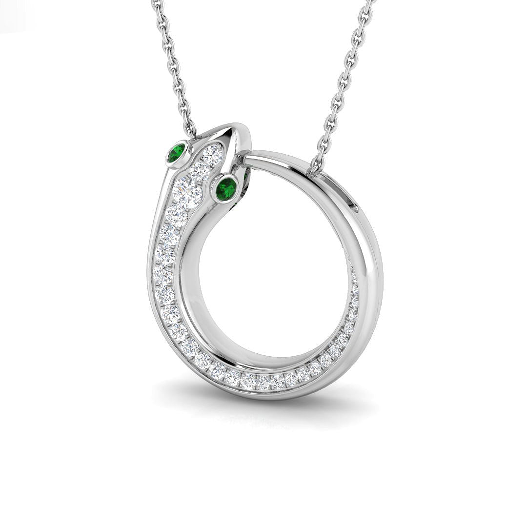 Snake Pendant Necklace UK 0.25ct Gold (Without Chain ) in 10K/14K gold and platinum with certified lab-grown or natural diamonds
