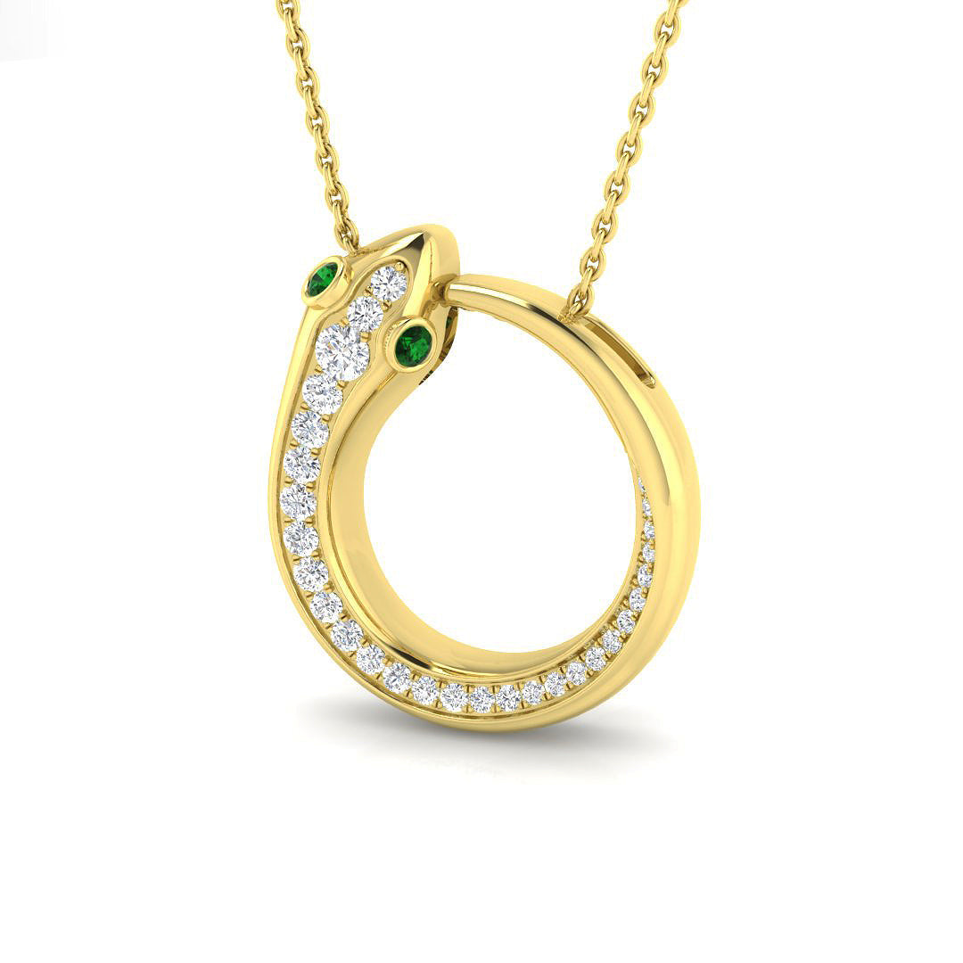 Snake Pendant Necklace UK 0.25ct Gold (Without Chain ) in 10K/14K gold and platinum with certified lab-grown or natural diamonds