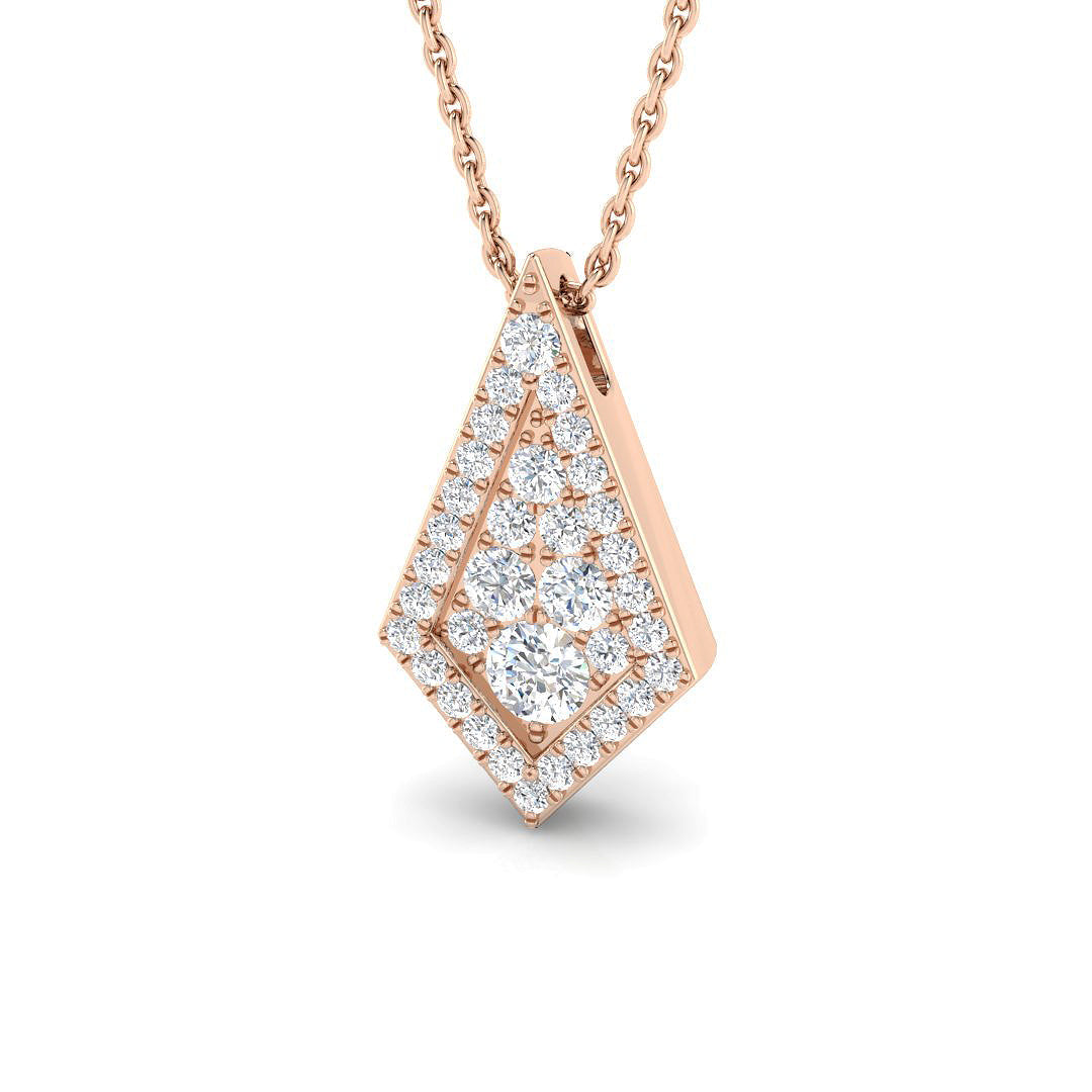 Geometric Diamond Pendant in Gold Without Chain - Vintage Necklace in 10K/14K gold and platinum with certified lab-grown or natural diamonds