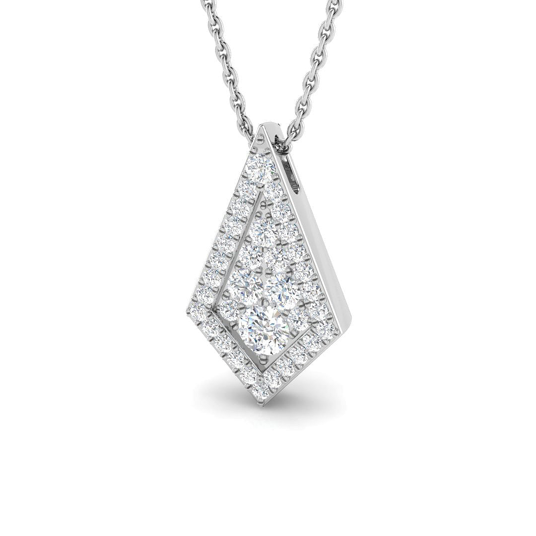 Geometric Diamond Pendant in Gold Without Chain - Vintage Necklace in 10K/14K gold and platinum with certified lab-grown or natural diamonds