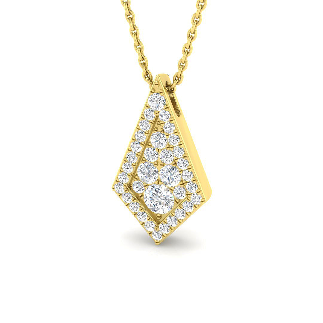 Geometric Diamond Pendant in Gold Without Chain - Vintage Necklace in 10K/14K gold and platinum with certified lab-grown or natural diamonds