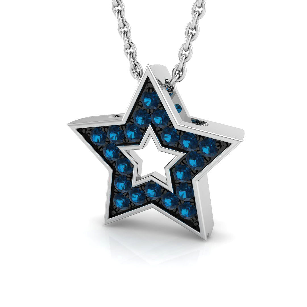 Blue Diamond Star Pendant 0.2ct Gold (Without Chain ) in 10K/14K gold and platinum with certified lab-grown or natural diamonds