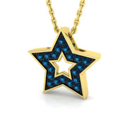 Blue Diamond Star Pendant 0.2ct Gold (Without Chain ) in 10K/14K gold and platinum with certified lab-grown or natural diamonds