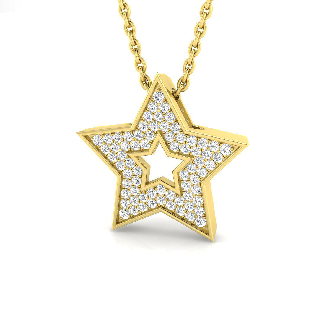 Star Pendant Necklace UK Hallmarked in 10K/14K gold and platinum with certified lab-grown or natural diamonds