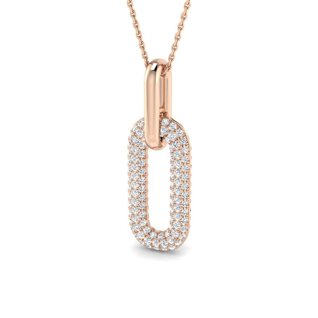 Diamond Link Pendant Necklace 0.75ct Paper Clip Gold (Without Chain ) in 10K/14K gold and platinum with certified lab-grown or natural diamonds