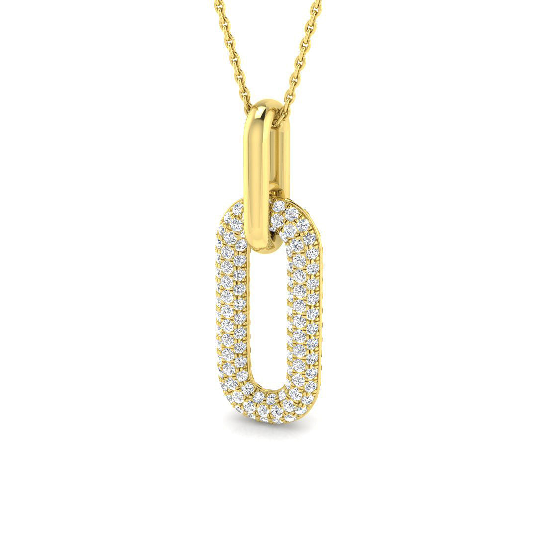 Diamond Link Pendant Necklace 0.75ct Paper Clip Gold (Without Chain ) in 10K/14K gold and platinum with certified lab-grown or natural diamonds