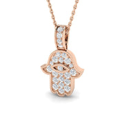 Hamsa Diamond Pendant Necklace 0.25ct to 0.33ct Gold Religious(Without Chain ) in 10K/14K gold and platinum with certified lab-grown or natural diamonds