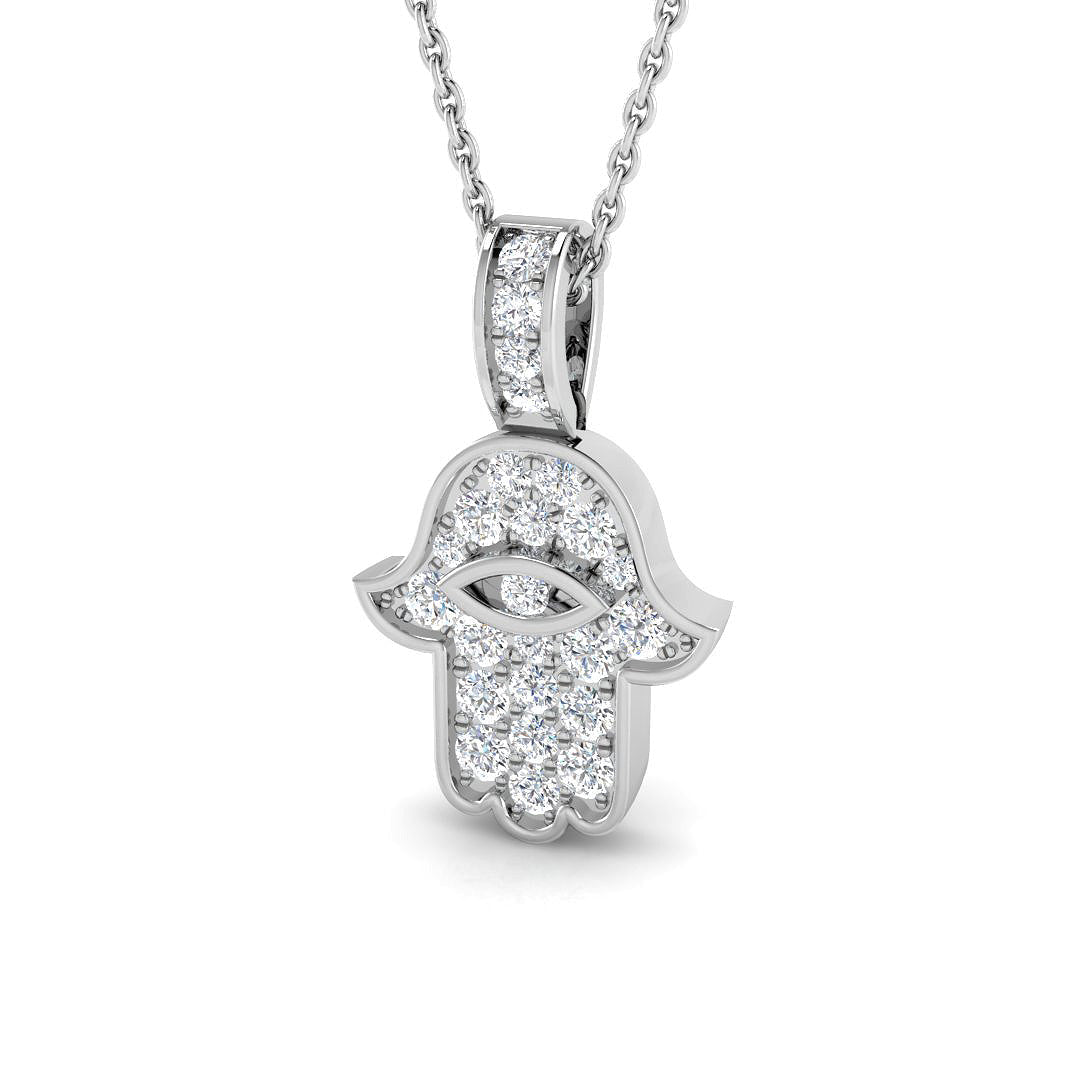 Hamsa Diamond Pendant Necklace 0.25ct to 0.33ct Gold Religious(Without Chain ) in 10K/14K gold and platinum with certified lab-grown or natural diamonds