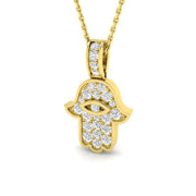 Hamsa Diamond Pendant Necklace 0.25ct to 0.33ct Gold Religious(Without Chain ) in 10K/14K gold and platinum with certified lab-grown or natural diamonds