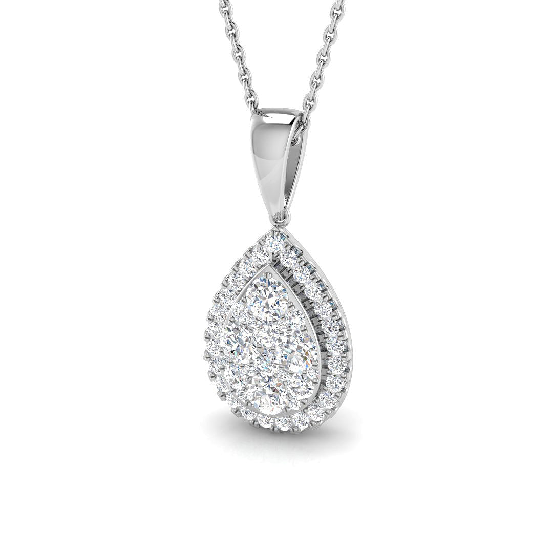 Teardrop Halo Diamond Pendant Necklace 0.75ct to 1.75ct Gold (Without Chain ) in 10K/14K gold and platinum with certified lab-grown or natural diamonds