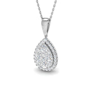 Teardrop Halo Diamond Pendant Necklace 0.75ct to 1.75ct Gold (Without Chain ) in 10K/14K gold and platinum with certified lab-grown or natural diamonds