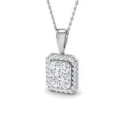 Diamond Halo Pendant Necklace 0.75ct to 1.75ct Gold (Without Chain ) in 10K/14K gold and platinum with certified lab-grown or natural diamonds