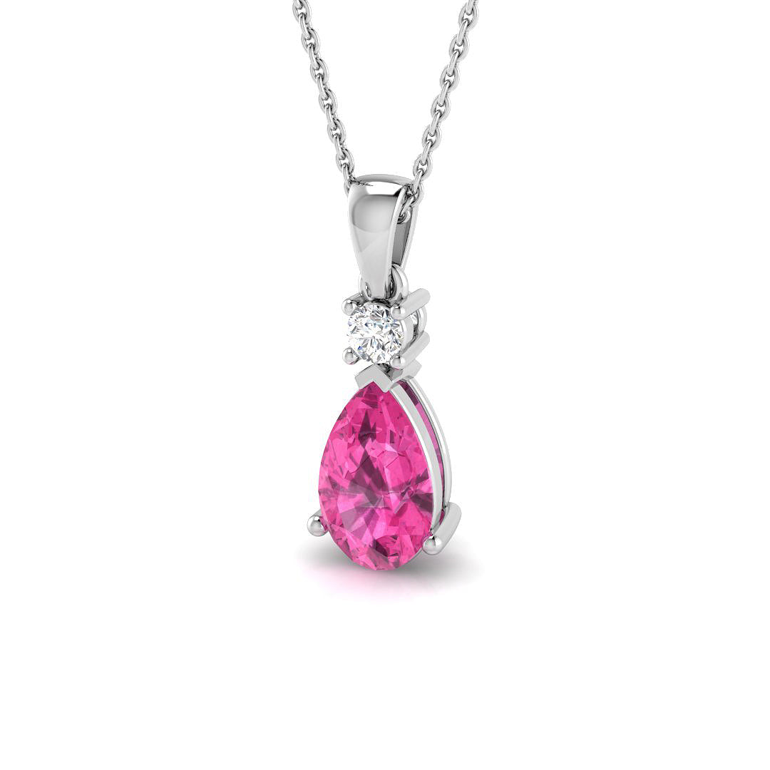 Marquise Pink Sapphire Pendant Diamond Drop Necklace (Without Chain ) in 10K/14K gold and platinum with certified lab-grown or natural diamonds