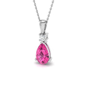 Marquise Pink Sapphire Pendant Diamond Drop Necklace (Without Chain ) in 10K/14K gold and platinum with certified lab-grown or natural diamonds