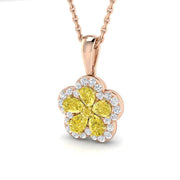 Yellow Diamond Floral Necklace UK 0.75ct Without Chain in 10K/14K gold and platinum with certified lab-grown or natural diamonds