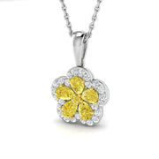 Yellow Diamond Floral Necklace UK 0.75ct Without Chain in 10K/14K gold and platinum with certified lab-grown or natural diamonds