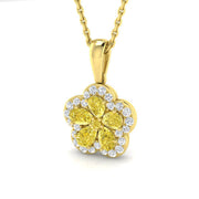 Yellow Diamond Floral Necklace UK 0.75ct Without Chain in 10K/14K gold and platinum with certified lab-grown or natural diamonds
