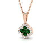 Emerald Diamond Clover Pendant 0.3 in 10K/14K gold and platinum with certified lab-grown or natural diamonds