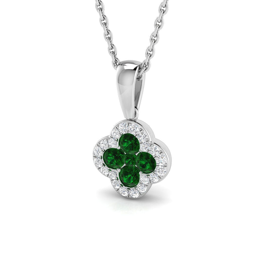 Emerald Diamond Clover Pendant 0.3 in 10K/14K gold and platinum with certified lab-grown or natural diamonds