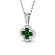 Emerald Diamond Clover Pendant 0.3 in 10K/14K gold and platinum with certified lab-grown or natural diamonds
