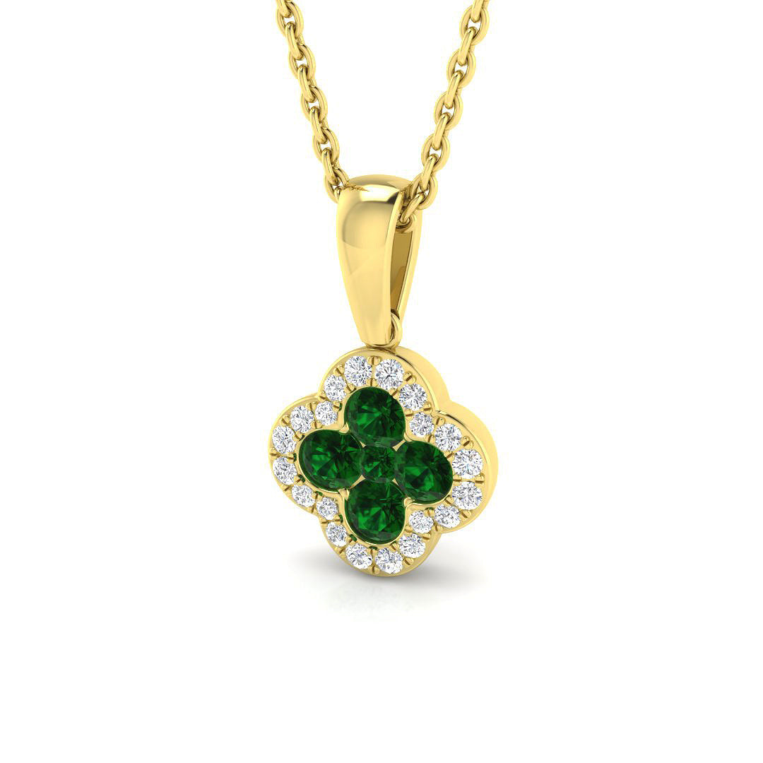 Emerald Diamond Clover Pendant 0.3 in 10K/14K gold and platinum with certified lab-grown or natural diamonds