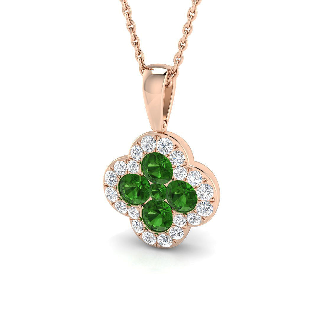Emerald Diamond Clover Pendant 0.3 in 10K/14K gold and platinum with certified lab-grown or natural diamonds
