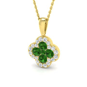 Emerald Diamond Clover Pendant 0.3 in 10K/14K gold and platinum with certified lab-grown or natural diamonds