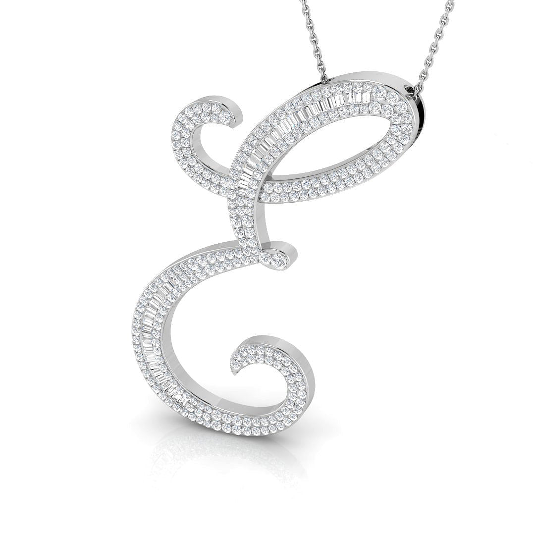 Paved Initial Diamond Pendant Necklace in 10K/14K gold and platinum with certified lab-grown or natural diamonds