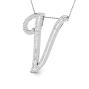 Paved Initial Diamond Pendant Necklace in 10K/14K gold and platinum with certified lab-grown or natural diamonds