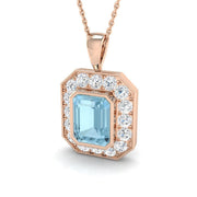 Emerald Aquamarine Pendant 1 in 10K/14K gold and platinum with certified lab-grown or natural diamonds
