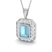 Emerald Aquamarine Pendant 1 in 10K/14K gold and platinum with certified lab-grown or natural diamonds