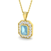 Emerald Aquamarine Pendant 1 in 10K/14K gold and platinum with certified lab-grown or natural diamonds