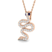 Snake Sapphire Diamond Pendant 0.25 in 10K/14K gold and platinum with certified lab-grown or natural diamonds