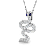 Snake Sapphire Diamond Pendant 0.25 in 10K/14K gold and platinum with certified lab-grown or natural diamonds