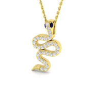 Snake Sapphire Diamond Pendant 0.25 in 10K/14K gold and platinum with certified lab-grown or natural diamonds