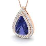Luxury Tanzanite Teardrop Pendant in 10K/14K gold and platinum with certified lab-grown or natural diamonds
