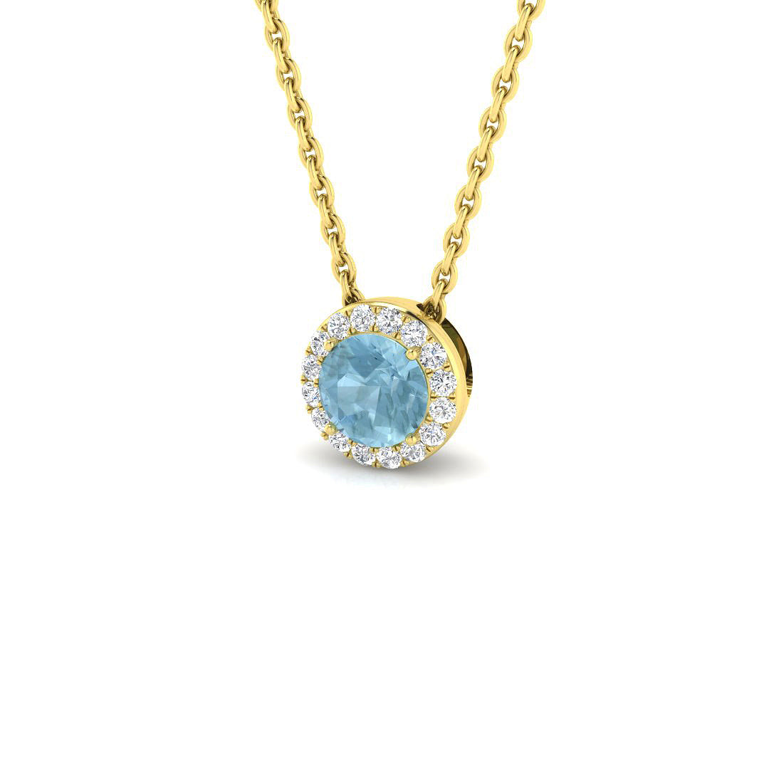 Aquamarine Diamond Pendant 0.3 in 10K/14K gold and platinum with certified lab-grown or natural diamonds