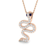 Snake Sapphire Diamond Pendant 0.25 in 10K/14K gold and platinum with certified lab-grown or natural diamonds