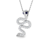 Snake Sapphire Diamond Pendant 0.25 in 10K/14K gold and platinum with certified lab-grown or natural diamonds