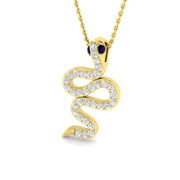 Snake Sapphire Diamond Pendant 0.25 in 10K/14K gold and platinum with certified lab-grown or natural diamonds