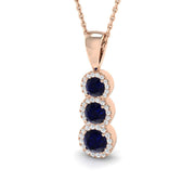 Blue Sapphire Diamond 3-Stone Pendant 1 in 10K/14K gold and platinum with certified lab-grown or natural diamonds